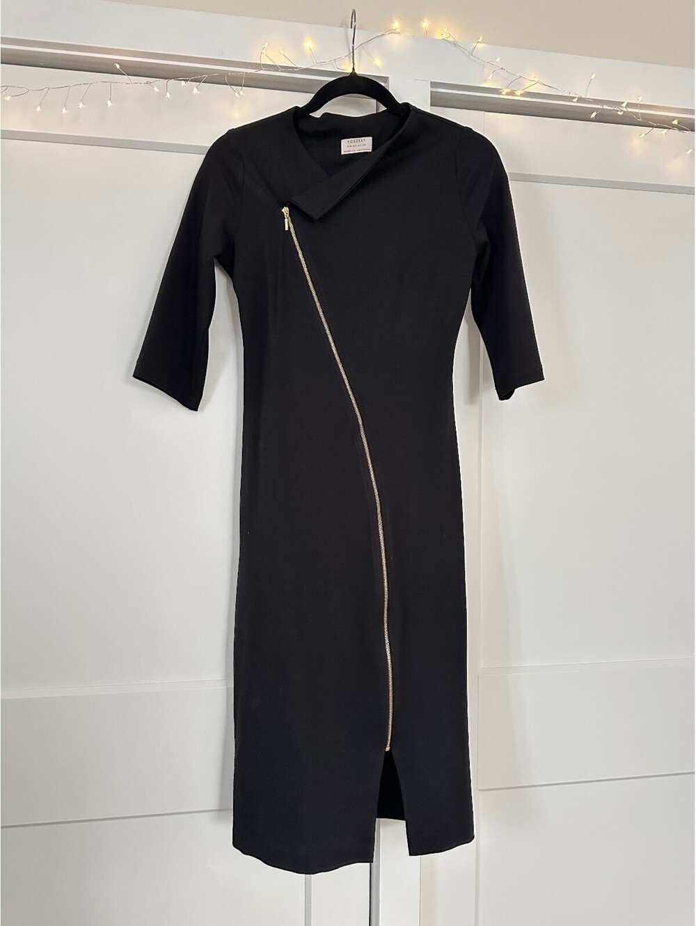 Roserry Handmade Black Midi Dress with Asymmetric Zip Detail